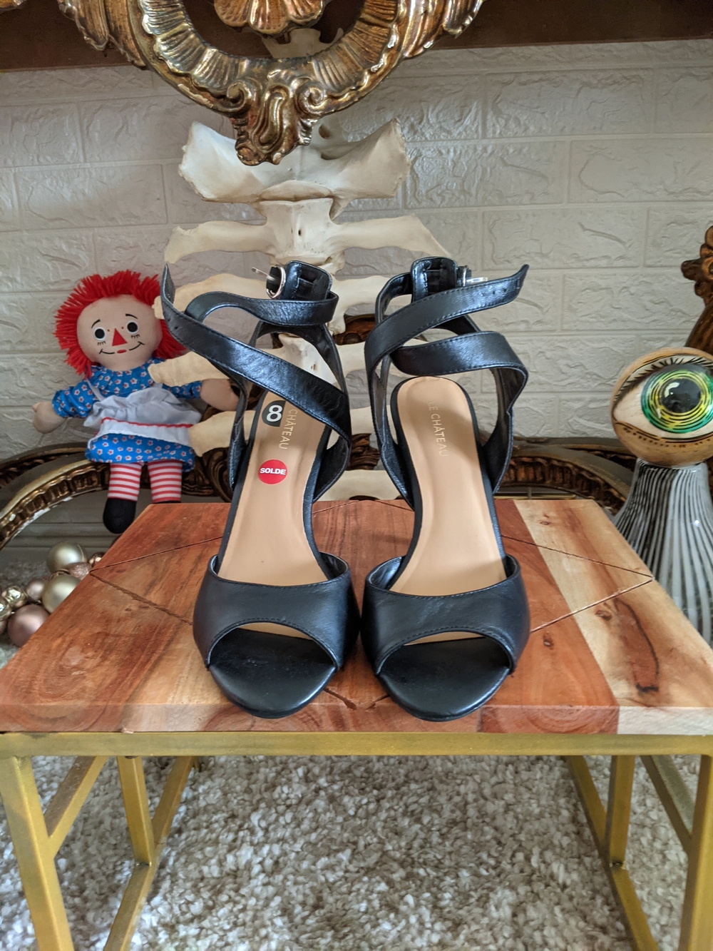 Le Château black heels with ankle straps
